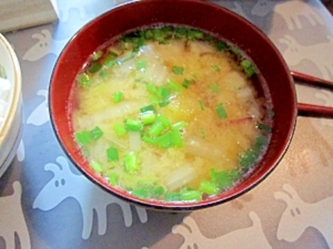 和朝食!白菜とさつまいものお味噌汁♪
